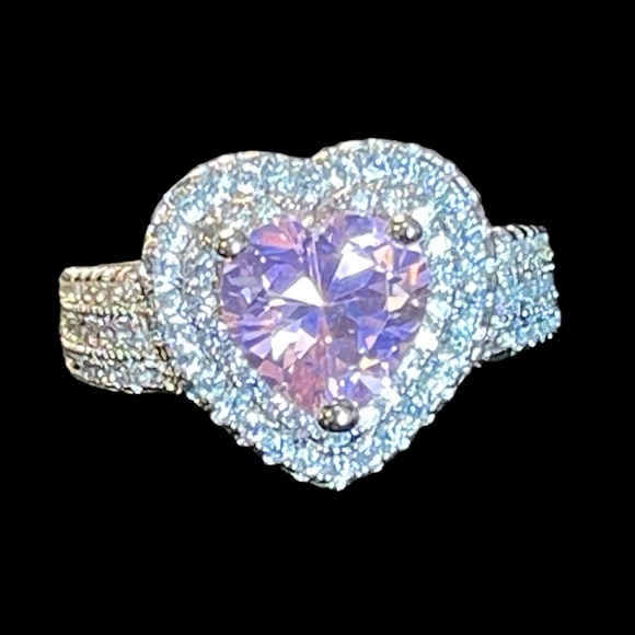 925 Silver Pink Heart Ring - Picture 6 of 9